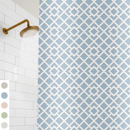 Lattice Print Pattern  Classic Dusty Blue Douchegordijn