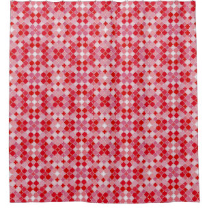 Lattice Quatrefoil Pattern Brilliant Crimson Douchegordijn