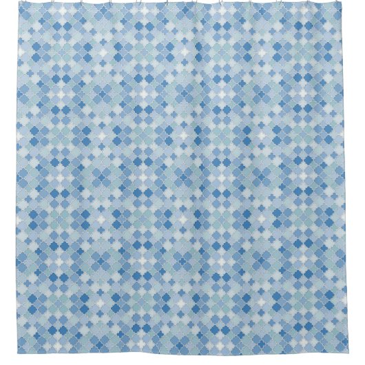 Lattice Quatrefoil Pattern Cerulean Blue Douchegordijn (Voorkant)