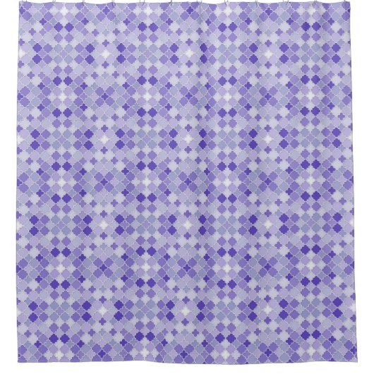 Lattice Quatrefoil Pattern Indigo en Perzisch Blau Douchegordijn (Voorkant)