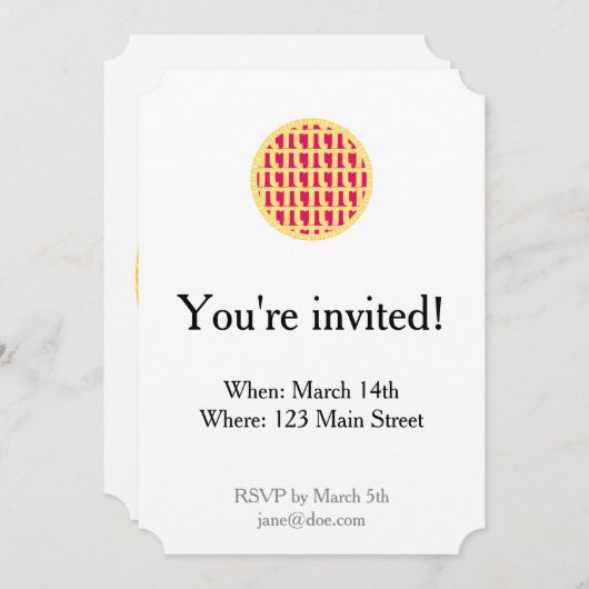 Lattice Raspberry Pie - Pi Day Uitnodiging (Voorkant / Achterkant)