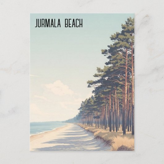 Latvia Jūrmala Beach Travel Briefkaart (Voorkant)