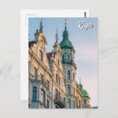 Latvia Riga Art Nouveau Travel Briefkaart (Voorkant / Achterkant)