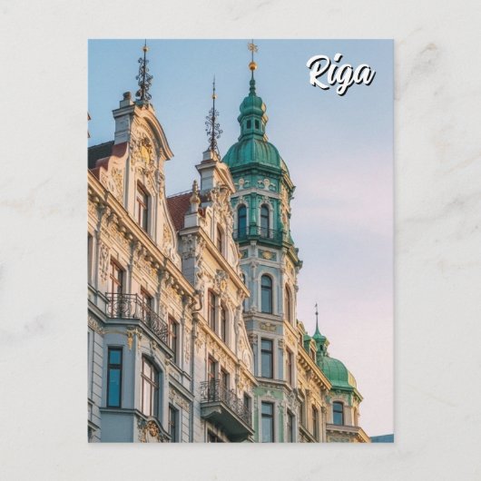 Latvia Riga Art Nouveau Travel Briefkaart (Voorkant)