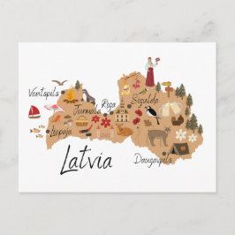 Latvia travel map briefkaart
