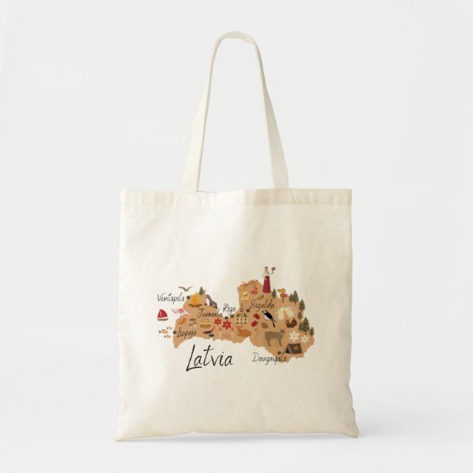 Latvia travel map (two-sided print) tote bag (Voorkant)