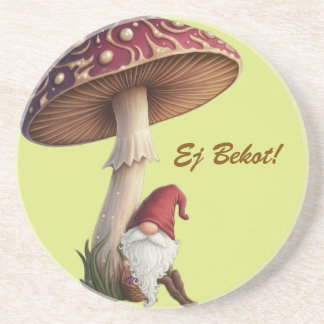 Latvian Ej Bekot go pick mushrooms coaster Zandsteen Onderzetter
