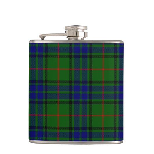 Lauder tartan blauw groen geruit heupfles (Voorkant)