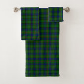 Lauder tartan blauw groene vleid bad handdoek (Insitu)