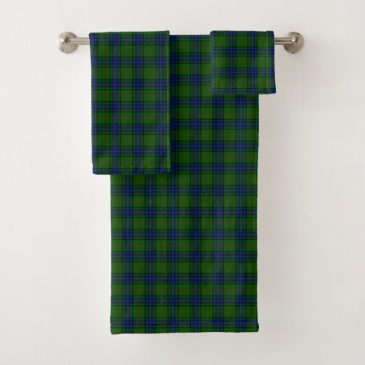 Lauder tartan blauw groene vleid bad handdoek (Insitu)
