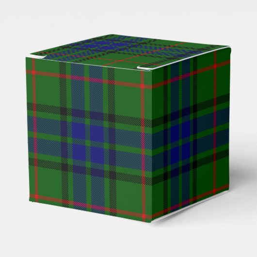 Lauder tartan blauw groene vleid bedankdoosjes (Voorkant Zijde)