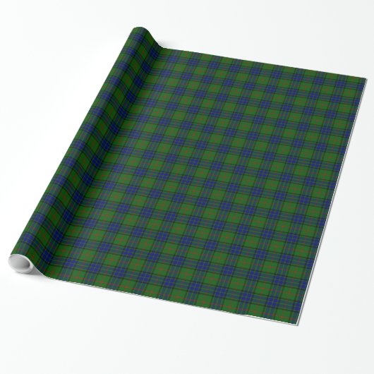 Lauder tartan blauw groene vleid cadeaupapier (Uitgerold)