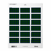 Lauder tartan blauw groene vleid etiket (Full Sheet)