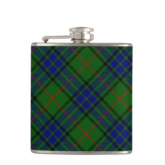 Lauder tartan blauw groene vleid heupfles (Voorkant)