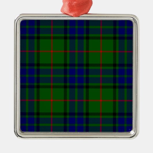 Lauder tartan blauw groene vleid metalen ornament (Voorkant)