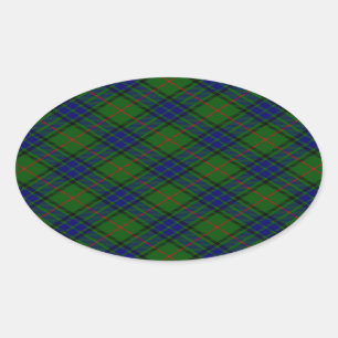 Lauder tartan blauw groene vleid ovale sticker