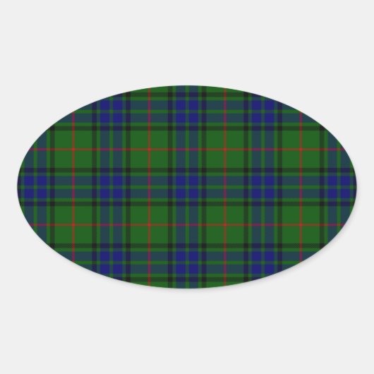 Lauder tartan blauw groene vleid ovale sticker (Voorkant)