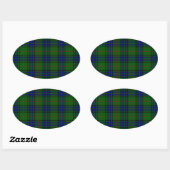 Lauder tartan blauw groene vleid ovale sticker (Vel)