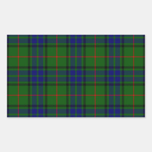 Lauder tartan blauw groene vleid rechthoekige sticker