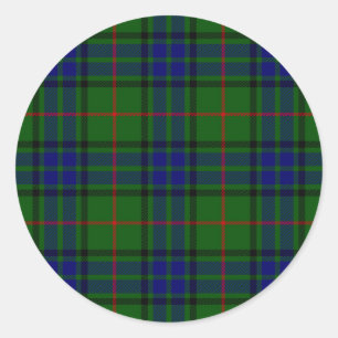 Lauder tartan blauw groene vleid ronde sticker