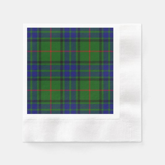 Lauder tartan blauw groene vleid servetten (Voorkant)