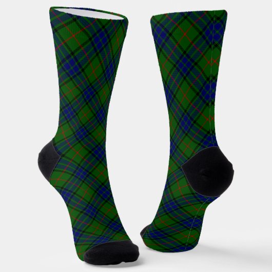 Lauder tartan blauw groene vleid sokken (Gebogen)