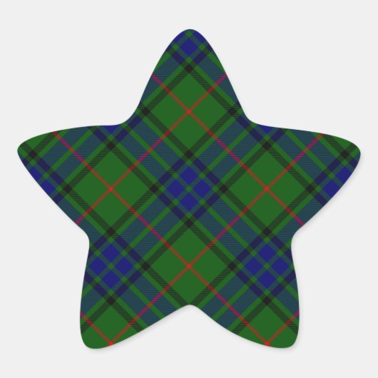 Lauder tartan blauw groene vleid ster sticker (Voorkant)
