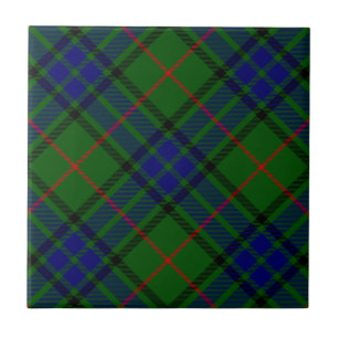 Lauder tartan blauw groene vleid tegeltje