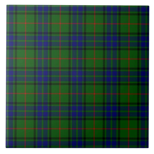 Lauder tartan blauw groene vleid tegeltje (Voorkant)