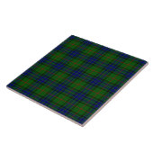 Lauder tartan blauw groene vleid tegeltje (Zijkant)