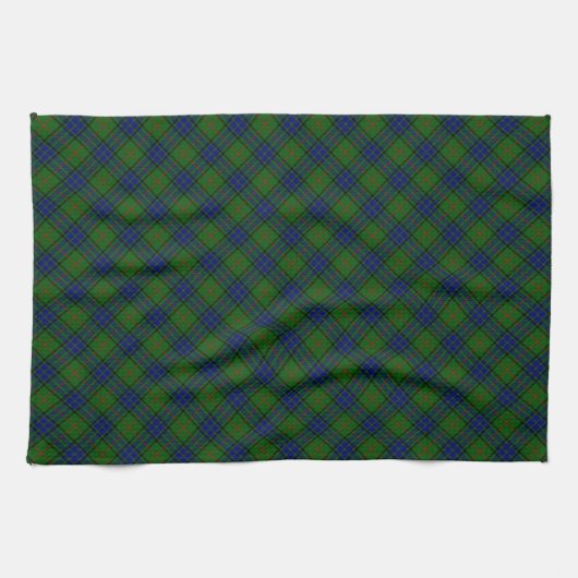 Lauder tartan blauw groene vleid theedoek (Horizontaal)