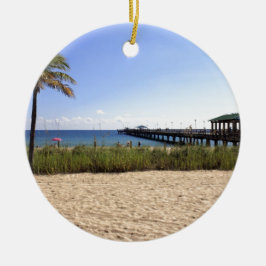 Lauderdale-by-the-Zee, Florida Beach en Pier Keramisch Ornament