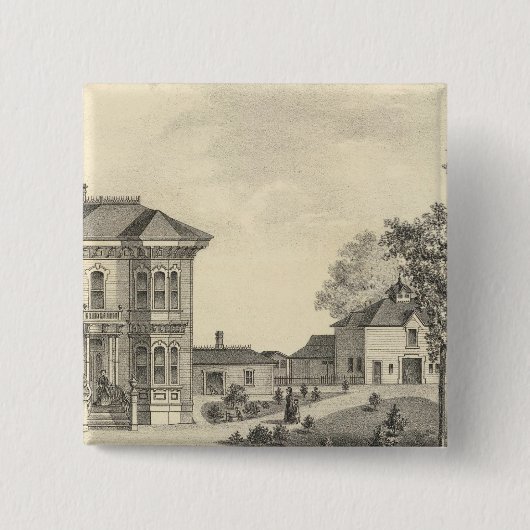 Laugenour residentie, Woodland Vierkante Button 5,1 Cm (Voorkant)