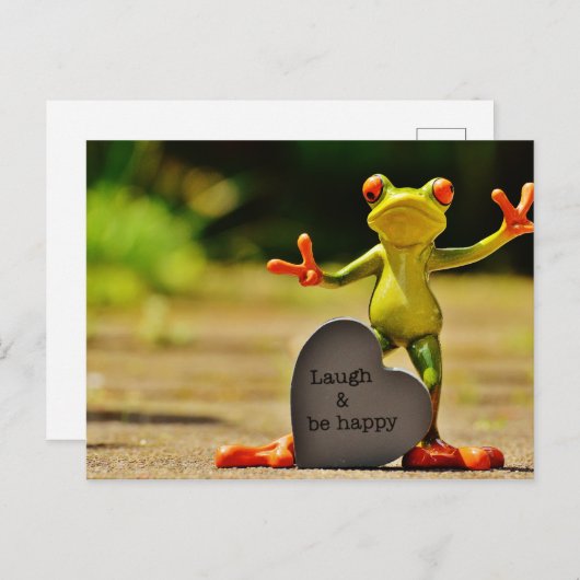 Laugh en Be Happy Frog Briefkaart (Voorkant / Achterkant)