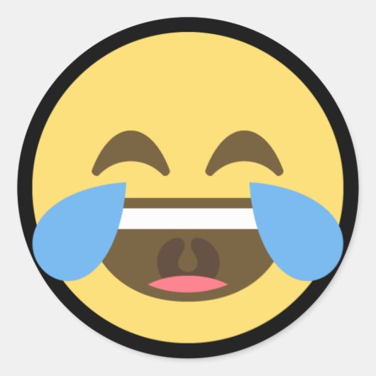 Laugh en Cry Emoji Ronde Sticker (Voorkant)