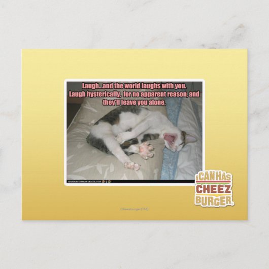 Laugh en de wereld lachen met je uit briefkaart (Voorkant)