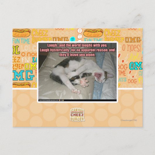 Laugh en de wereld lachen met je uit briefkaart (Voorkant)