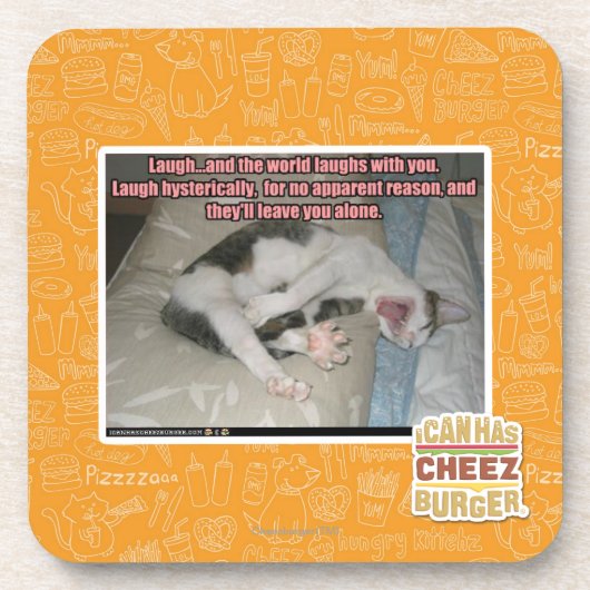 Laugh en de wereld lachen met je uit drankjes onderzetter (Voorkant)