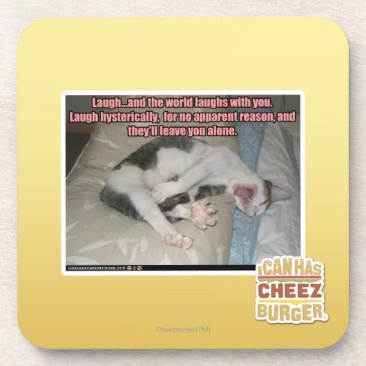 Laugh en de wereld lachen met je uit onderzetter (Voorkant)