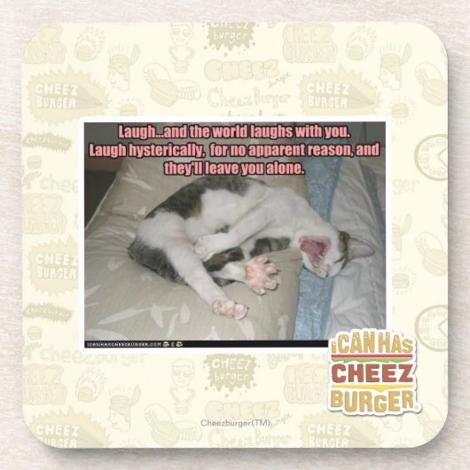 Laugh en de wereld lachen met je uit onderzetter (Voorkant)