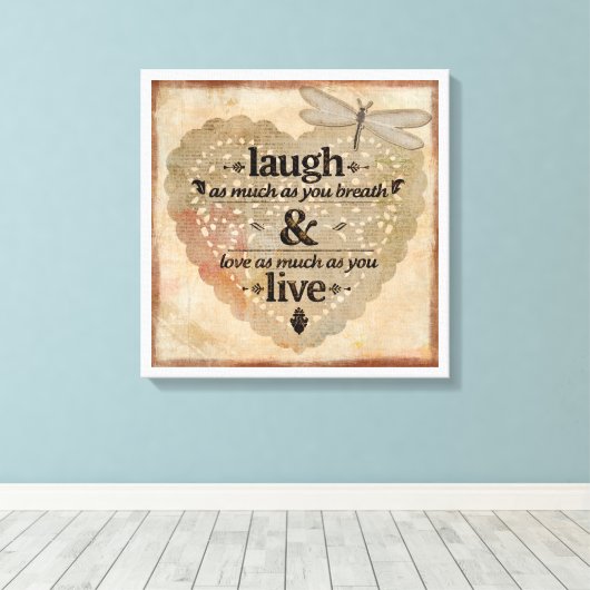 Laugh en Live Canvas Afdruk (Insitu (Houten vloer))