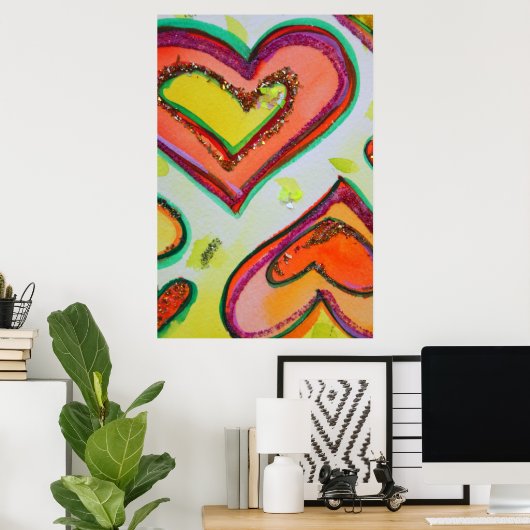 Laugh Hearts Art Poster Print (Thuiskantoor)