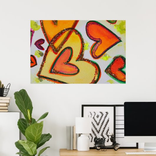 Laugh Hearts Art Poster Print (Thuiskantoor)