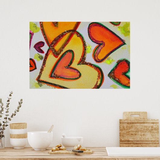 Laugh Hearts Art Poster Print (Keuken)