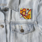 Laugh Hearts Connect Art Buttonnen of Lapel Pins Vierkante Button 5,1 Cm (In situ)