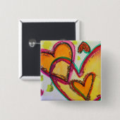 Laugh Hearts Connect Art Buttonnen of Lapel Pins Vierkante Button 5,1 Cm (Voorkant /achterkant)