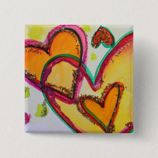 Laugh Hearts Connect Art Buttonnen of Lapel Pins Vierkante Button 5,1 Cm (Voorkant)