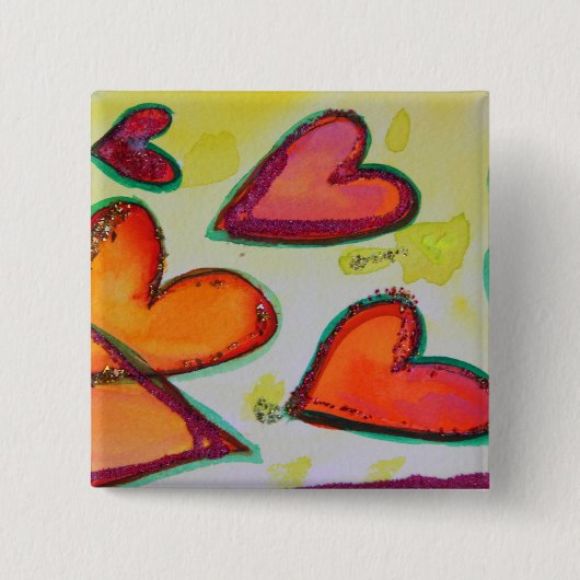 Laugh Hearts Flying Art Button of Pin Jewelry (Voorkant)