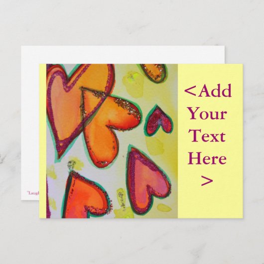 Laugh Hearts Flying Briefkaart (Voorkant / Achterkant)