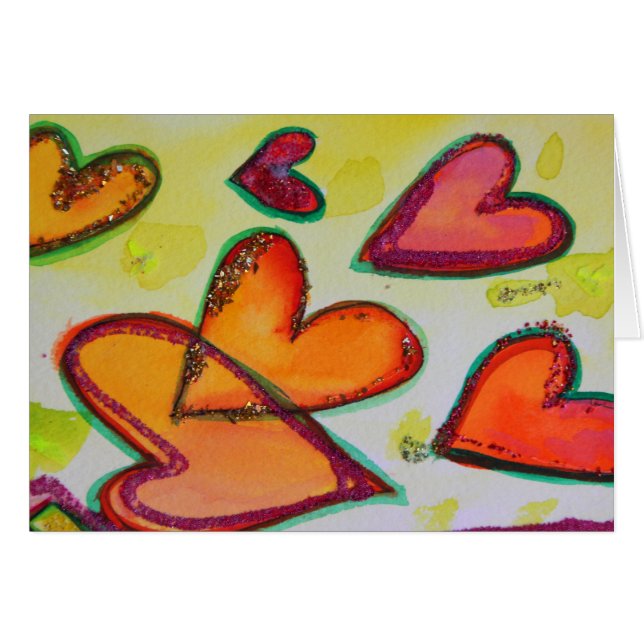 Laugh Hearts Flying Wenskaarten and Note Cards (Voorkant Horizontaal)